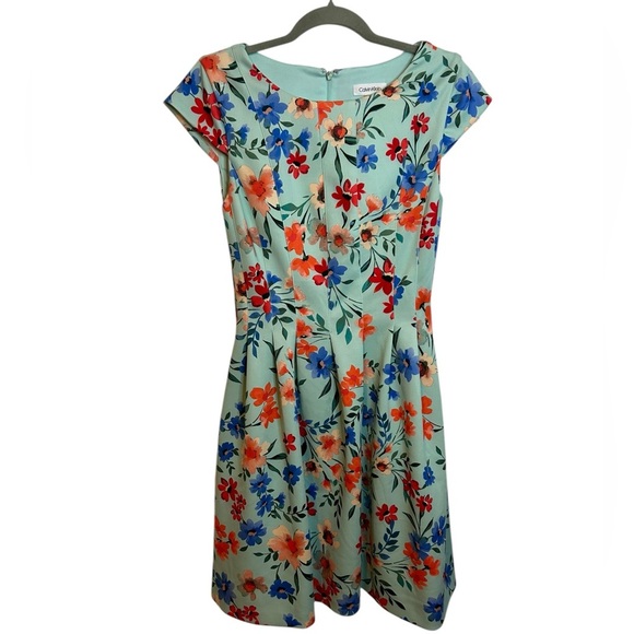 Calvin Klein Colorful Floral Cap Sleeve Dress - Picture 1 of 5